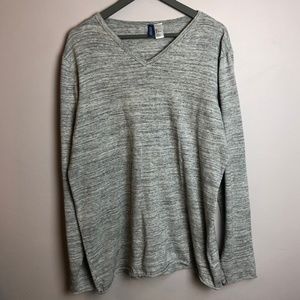 Mens H&M Marled Grey V-Neck Sweater Large